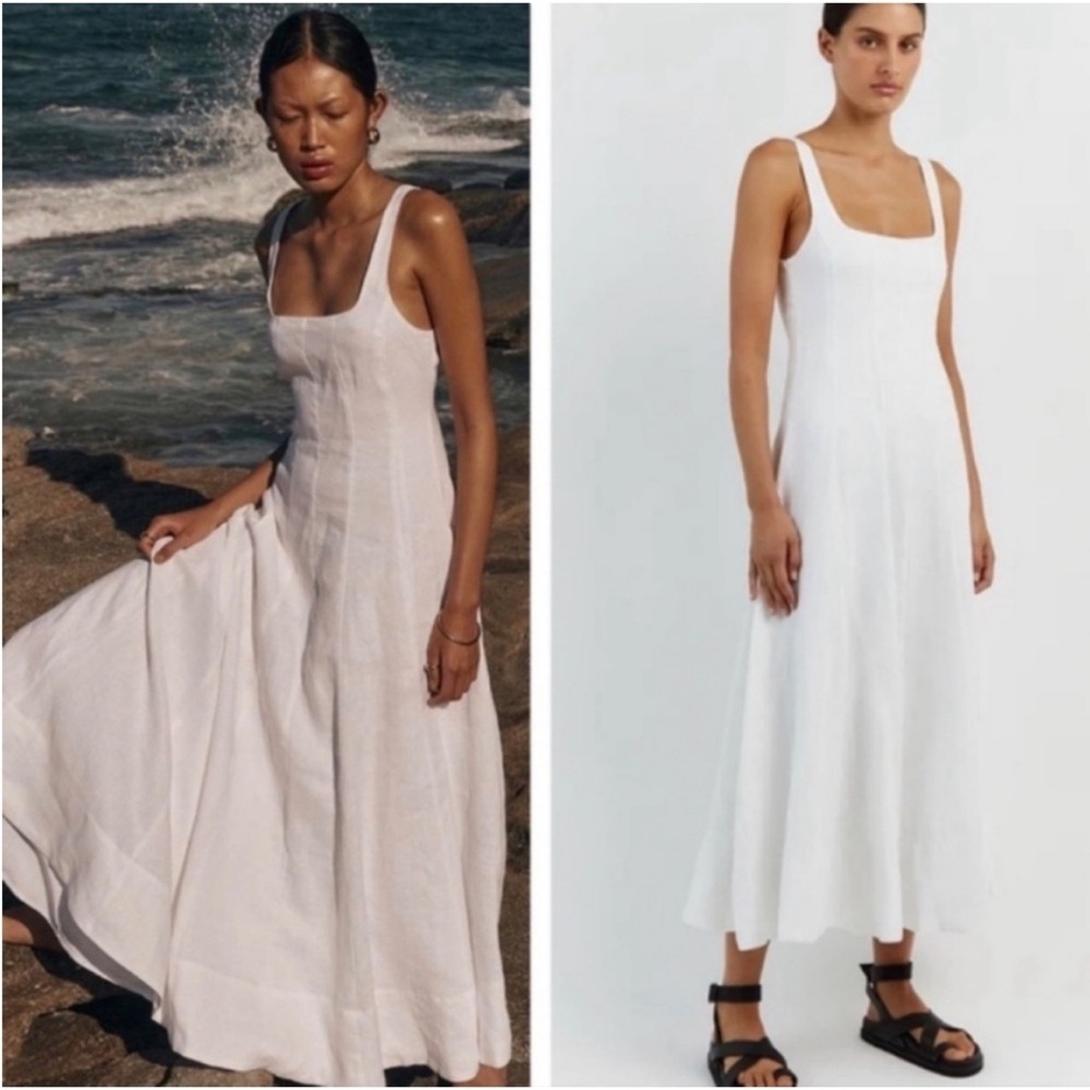 DISSH Milahn White Linen Midi Dress 14
